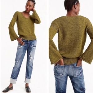 J. Crew NWOT Chateau Olive Green Textured Flared Swing Sleeve Sweater Small S